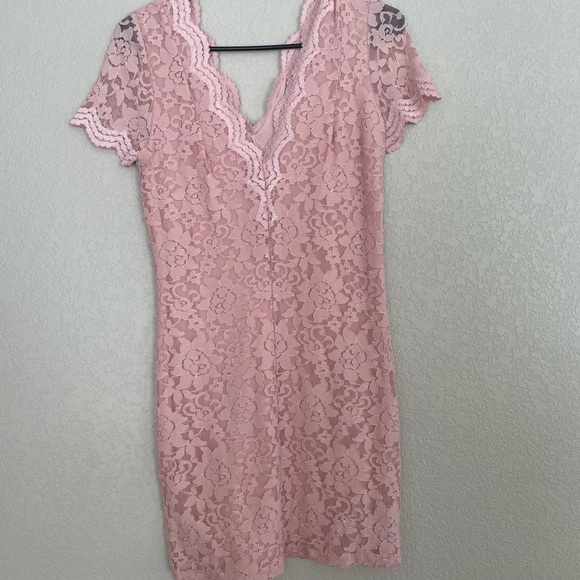 Urban kimchi blue bodycon pink floral dress v neck - Picture 3 of 4